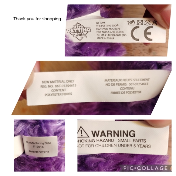 -The Petting Zoo Purple Hanging Monkey 1994 NASA Green Hoodie Plush 18in - Picture 15 of 16